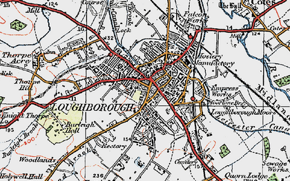 Old map of Loughborough in 1921