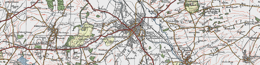 Old map of Loughborough in 1921