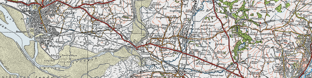 Old map of Loughor in 1923