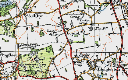 Old map of Lound in 1922
