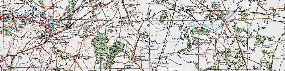 Old map of Loversall in 1923