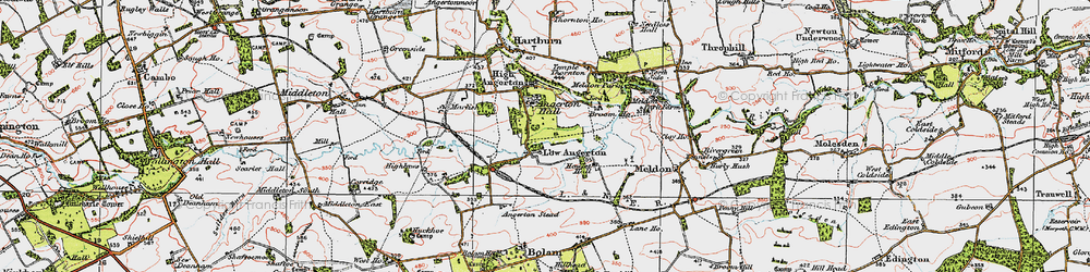 Old map of Low Angerton in 1925
