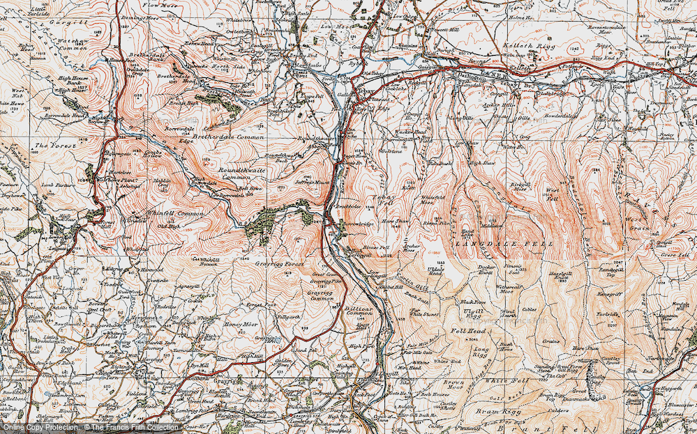 Old Map of Historic Map covering Archer Moss in 1925