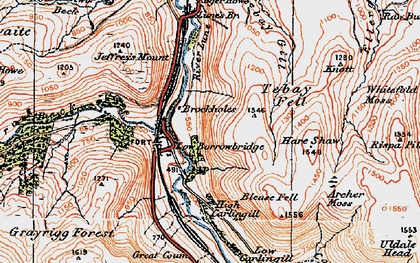 Old map of Low Borrowbridge in 1925
