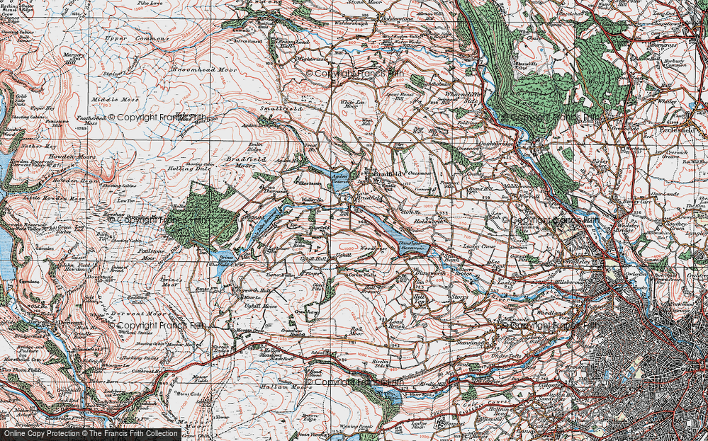 Old Map of Low Bradfield, 1923 in 1923