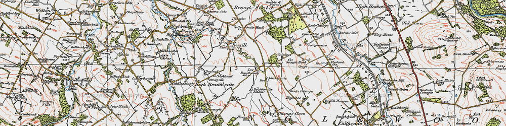 Old map of Low Braithwaite in 1925