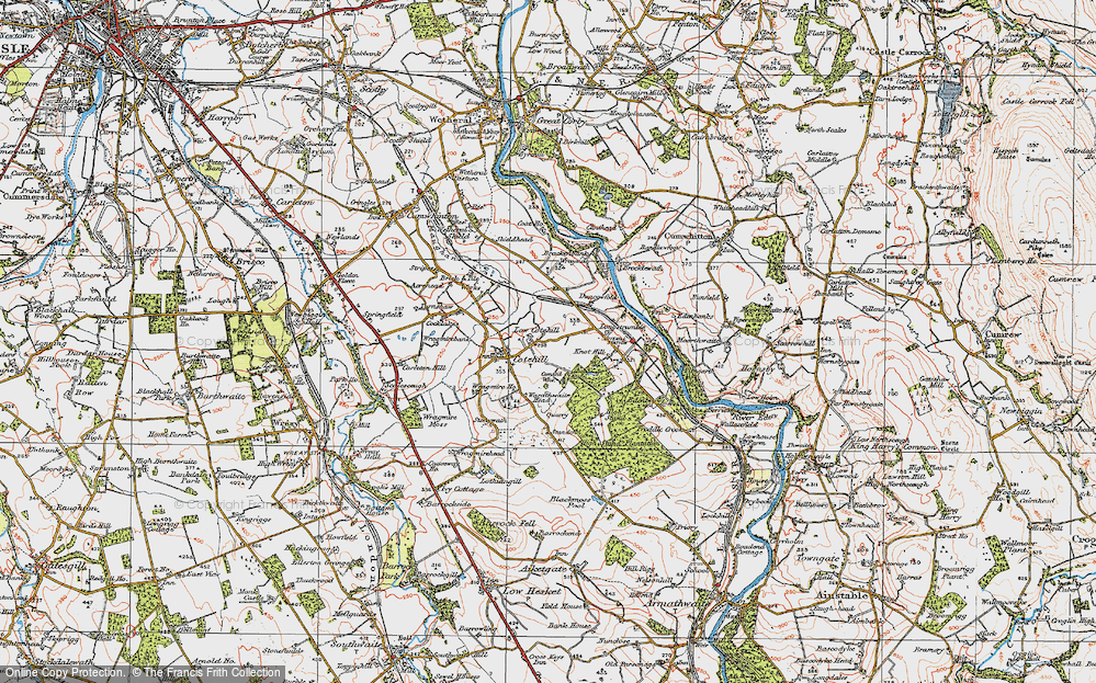 Old Map of Historic Map covering Brocklewath in 1925