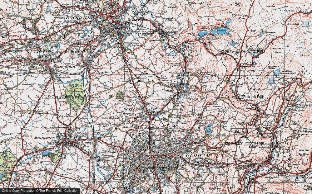 Old Map of Low Crompton, 1924 in 1924