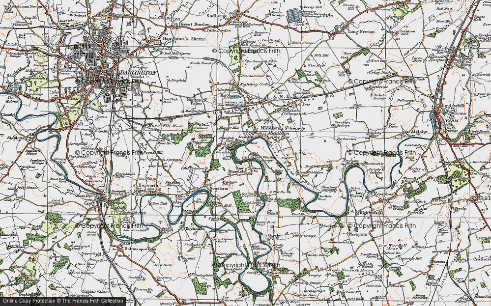 Old Map of Low Dinsdale, 1925 in 1925