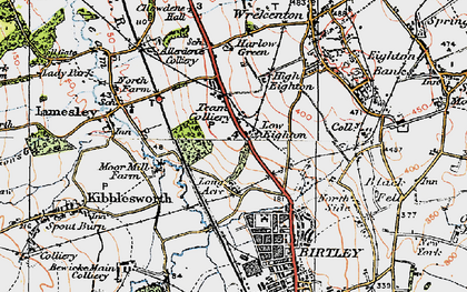 Old map of Low Eighton in 1925