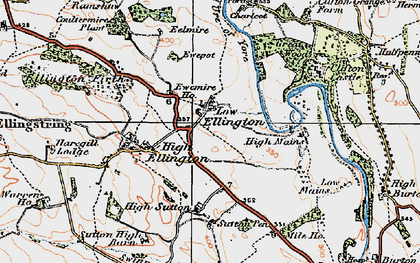 Old map of Low Ellington in 1925