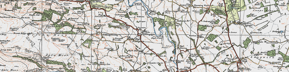 Old map of Low Ellington in 1925