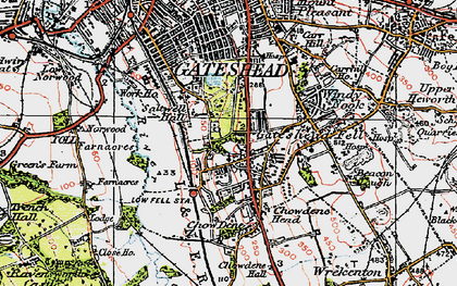 Old map of Low Fell in 1925
