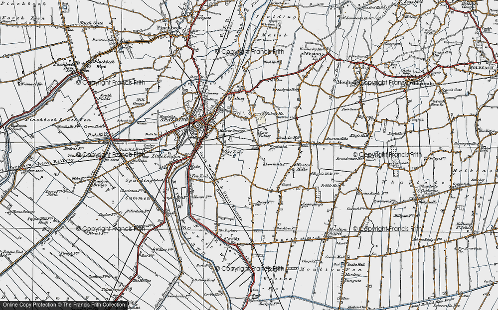 Old Map of Low Fulney, 1922 in 1922