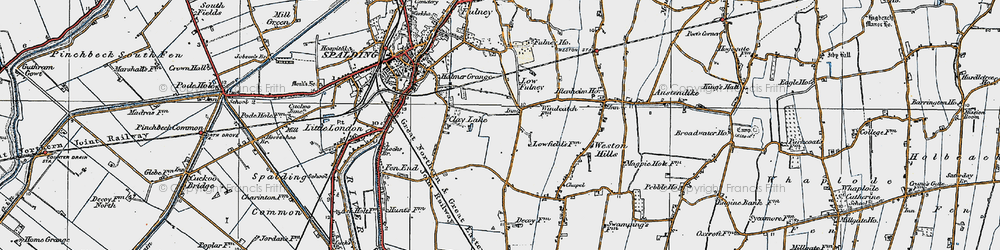 Old map of Low Fulney in 1922