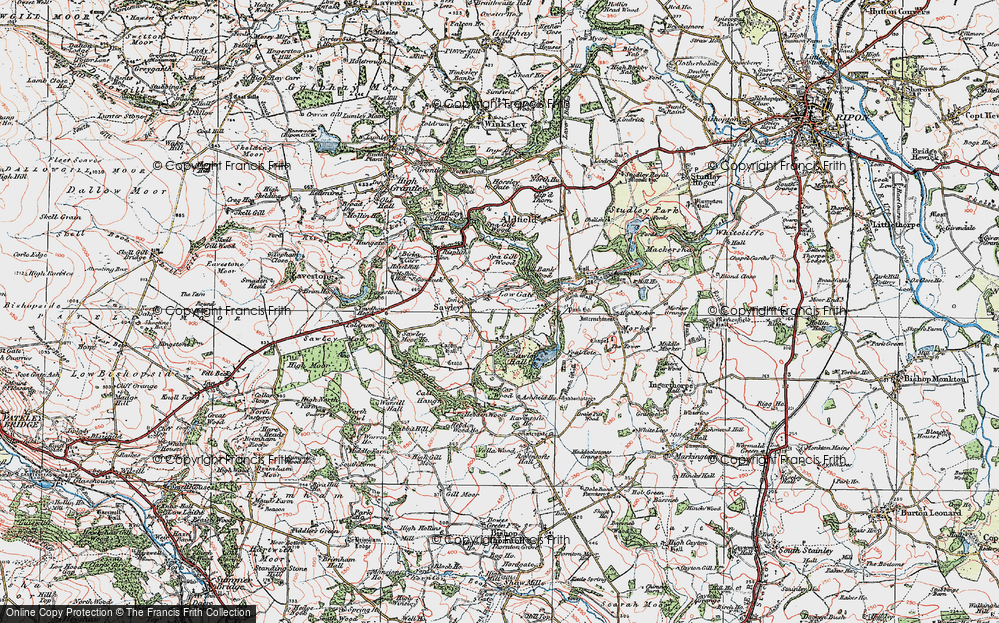 Old Map of Historic Map covering How Hill in 1925