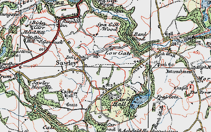 Old map of Wet Car Wood in 1925