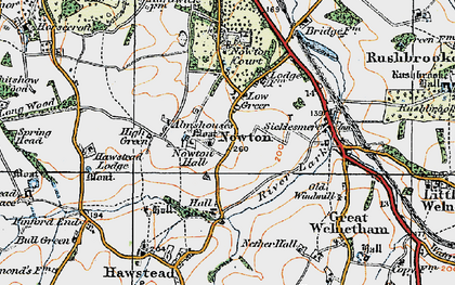 Old map of Nowton Park in 1921