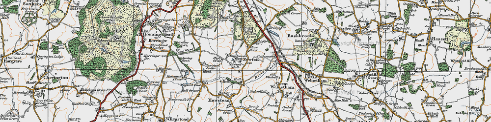 Old map of Nowton Park in 1921