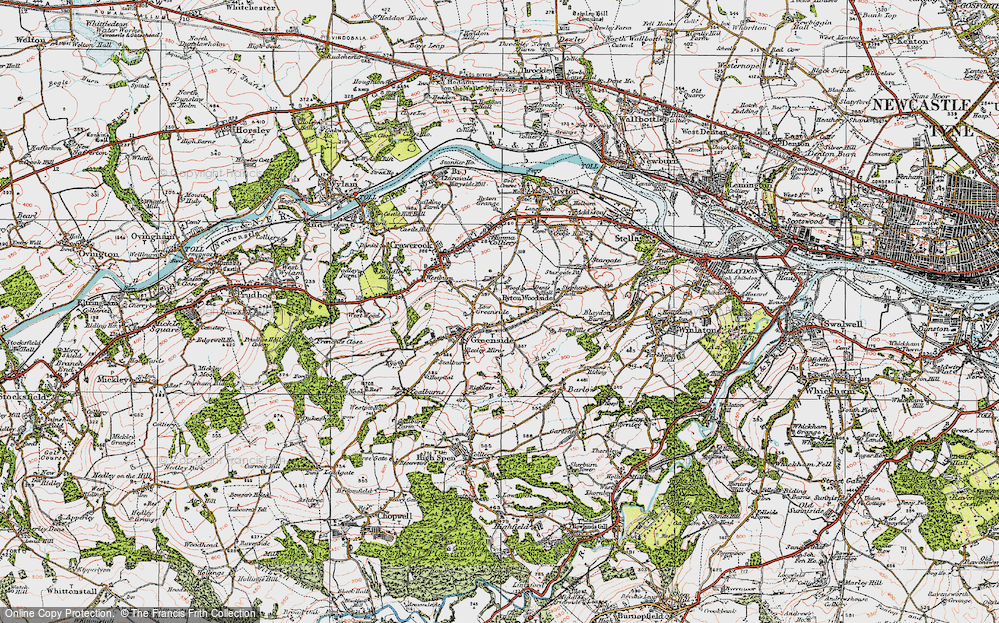 Old Map of Low Greenside, 1925 in 1925