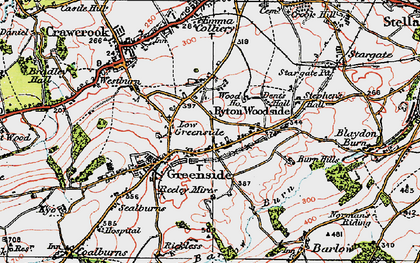 Old map of Low Greenside in 1925