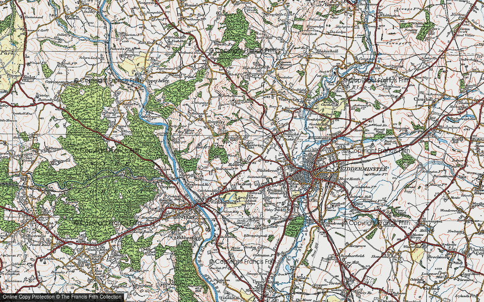 Old Map of Low Habberley, 1921 in 1921