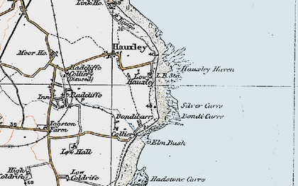 Old map of Low Hauxley in 1925