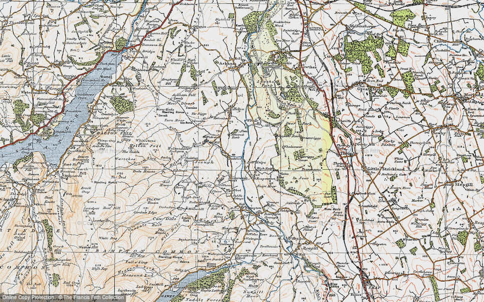Old Map of Historic Map covering Brown Beck in 1925