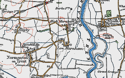 Old map of Low Marnham in 1923
