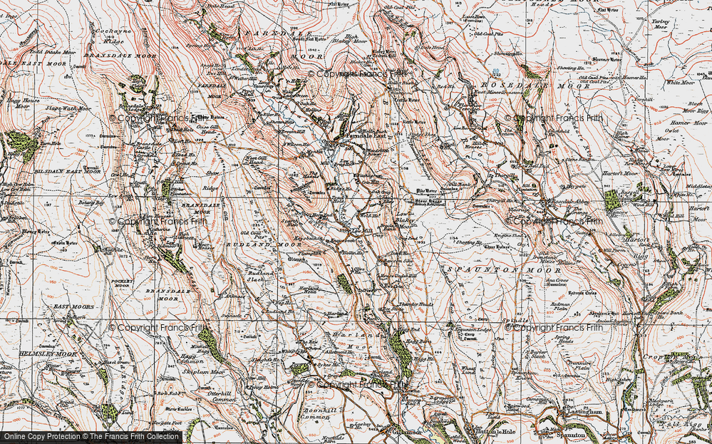 Old Map of Historic Map covering Wold Hos in 1925