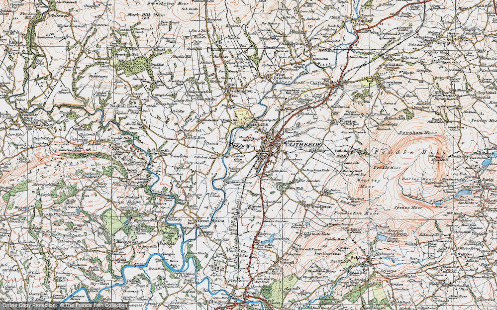 Old Map of Historic Map covering Brungerley Br in 1924