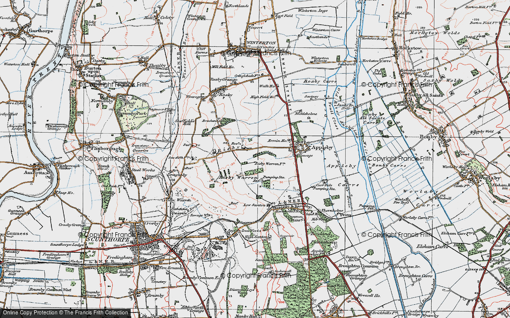 Old Map of Low Risby, 1924 in 1924