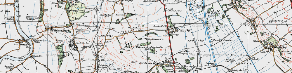 Old map of Low Risby in 1924