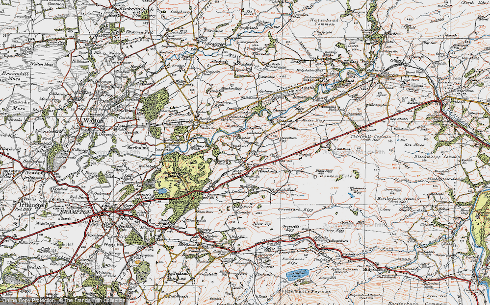 Old Map of Historic Map covering Allieshaw Rigg in 1925