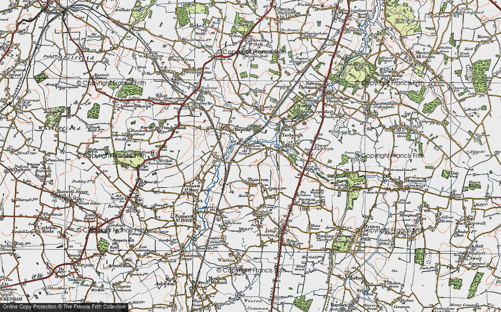 Old Map of Low Tharston, 1922 in 1922