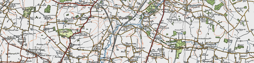 Old map of Low Tharston in 1922