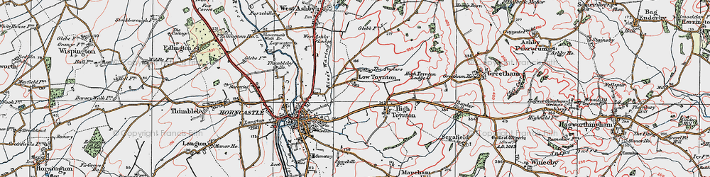 Old map of Low Toynton in 1923