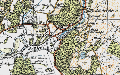 Old map of Bigland Tarn in 1925