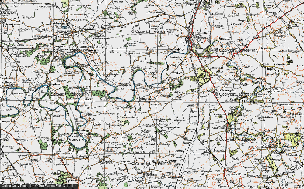 Old Map of Low Worsall, 1925 in 1925