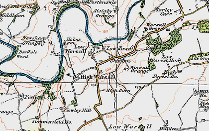 Old map of Worsall Grove in 1925