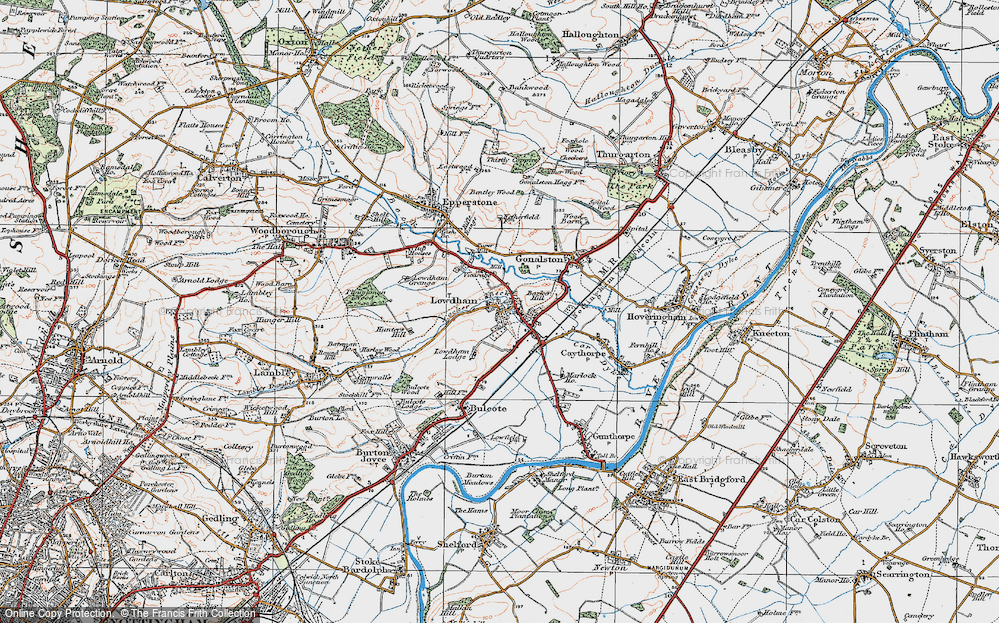 Old Map of Lowdham, 1921 in 1921