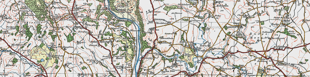 Old map of Lower Allscott in 1921