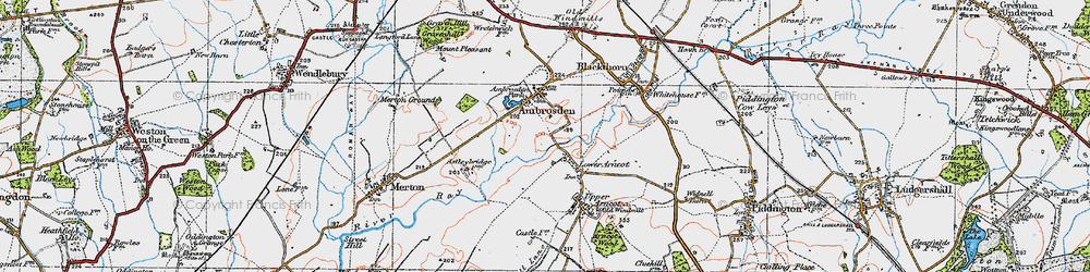 Old map of Lower Arncott in 1919