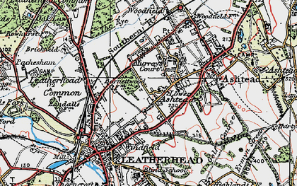 Old map of Lower Ashtead in 1920