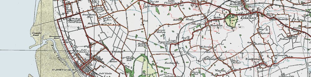 Old map of Lower Ballam in 1924