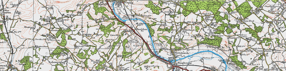 Old map of Lower Basildon in 1919