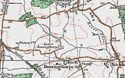 Old map of Lower Bassingthorpe in 1922