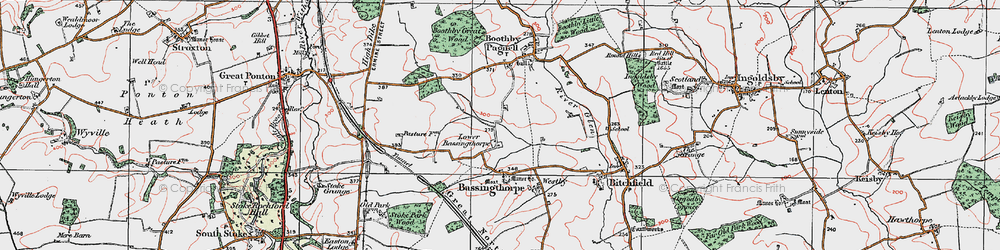Old map of Lower Bassingthorpe in 1922