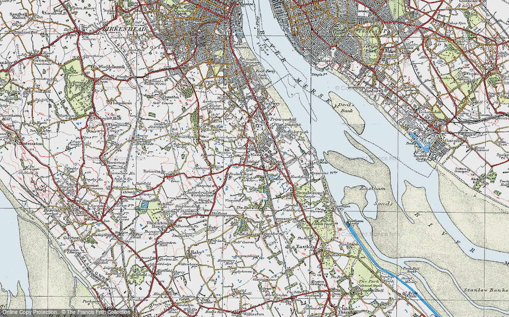 Old Map of Lower Bebington, 1924 in 1924