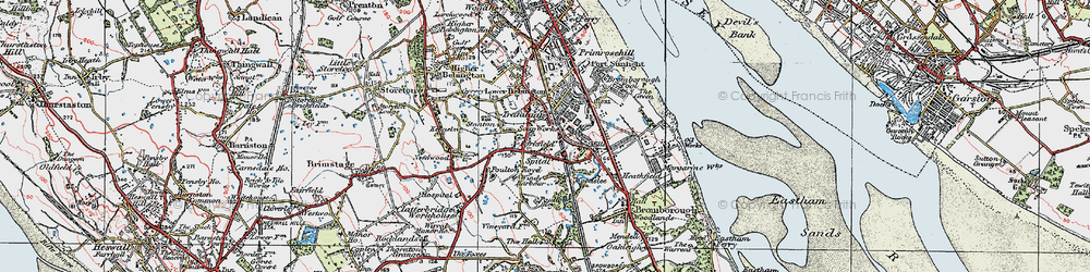 Old map of Lower Bebington in 1924